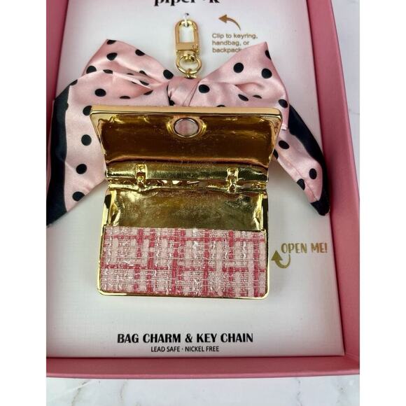 Piper K Parisian Pink Bow Mini Purse Keychain Handbag Charm - Picture 4 of 7
